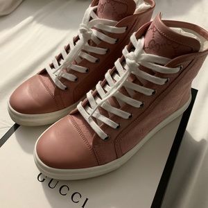 Gucci GG Hi-Top canvas & leather sneakers rose 36